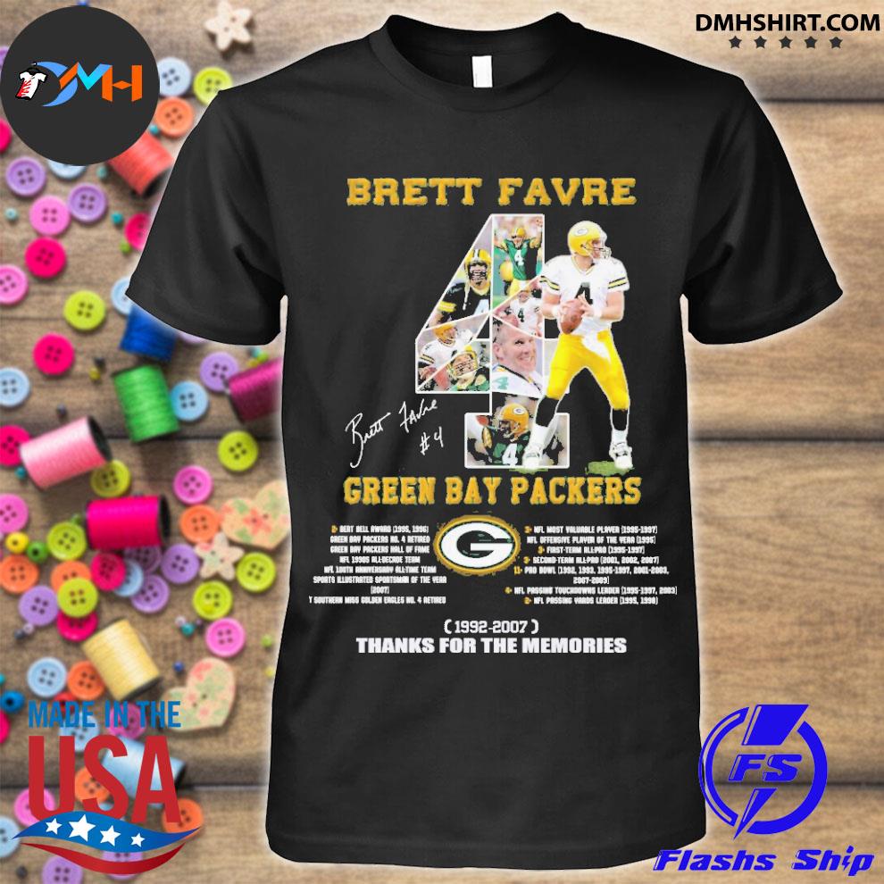 Brett Favre Green Bay Packers signature 1992 2007 thanks for the memories  shirt, hoodie, sweater and long sleeve