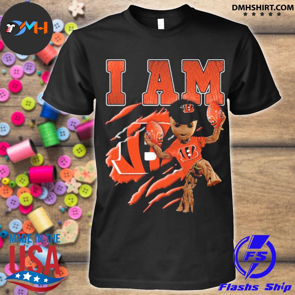 Baby Groot I Am Cincinnati Bengals New Design T-Shirt - REVER LAVIE